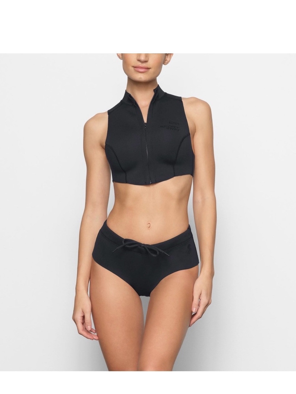 Skims sport neoprene scuba bikini zip racerback hipster shortie black